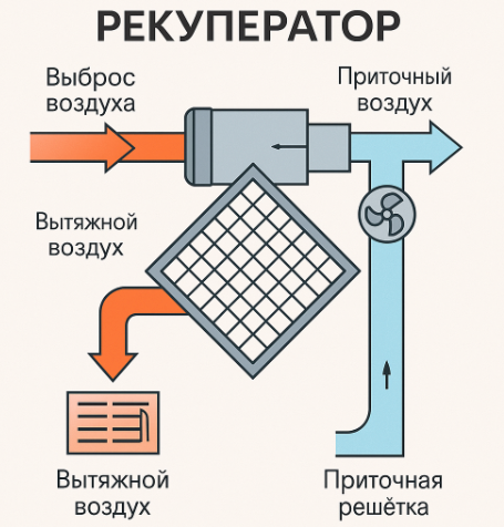 Схема работы приточной вентиляции